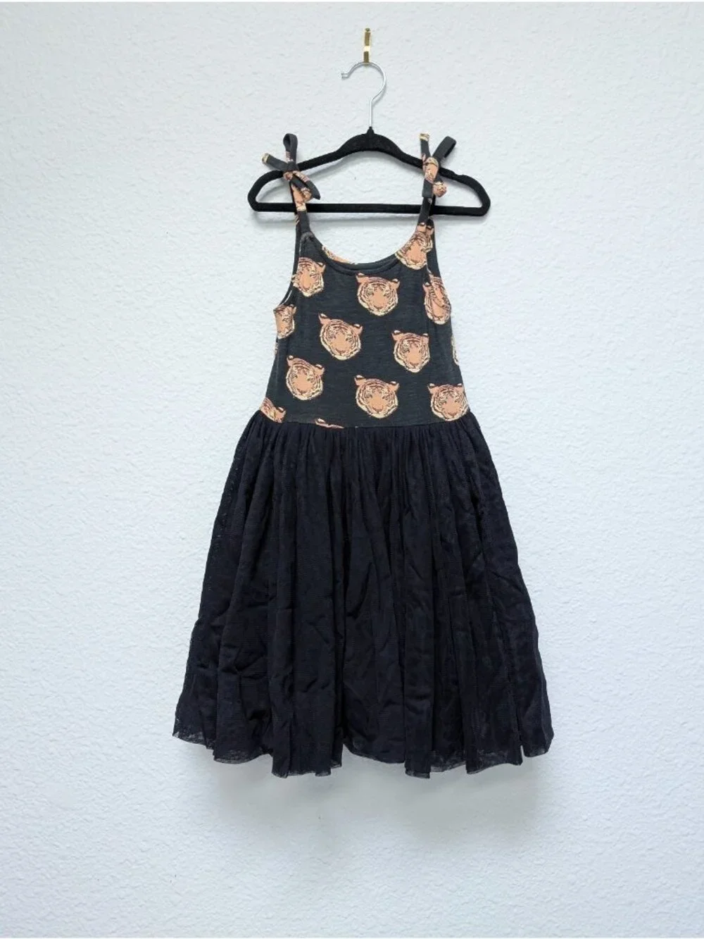 Kate Quinn Bamboo OG Tiger Head Black Tulle Dress 2T Tigers Tie Strap